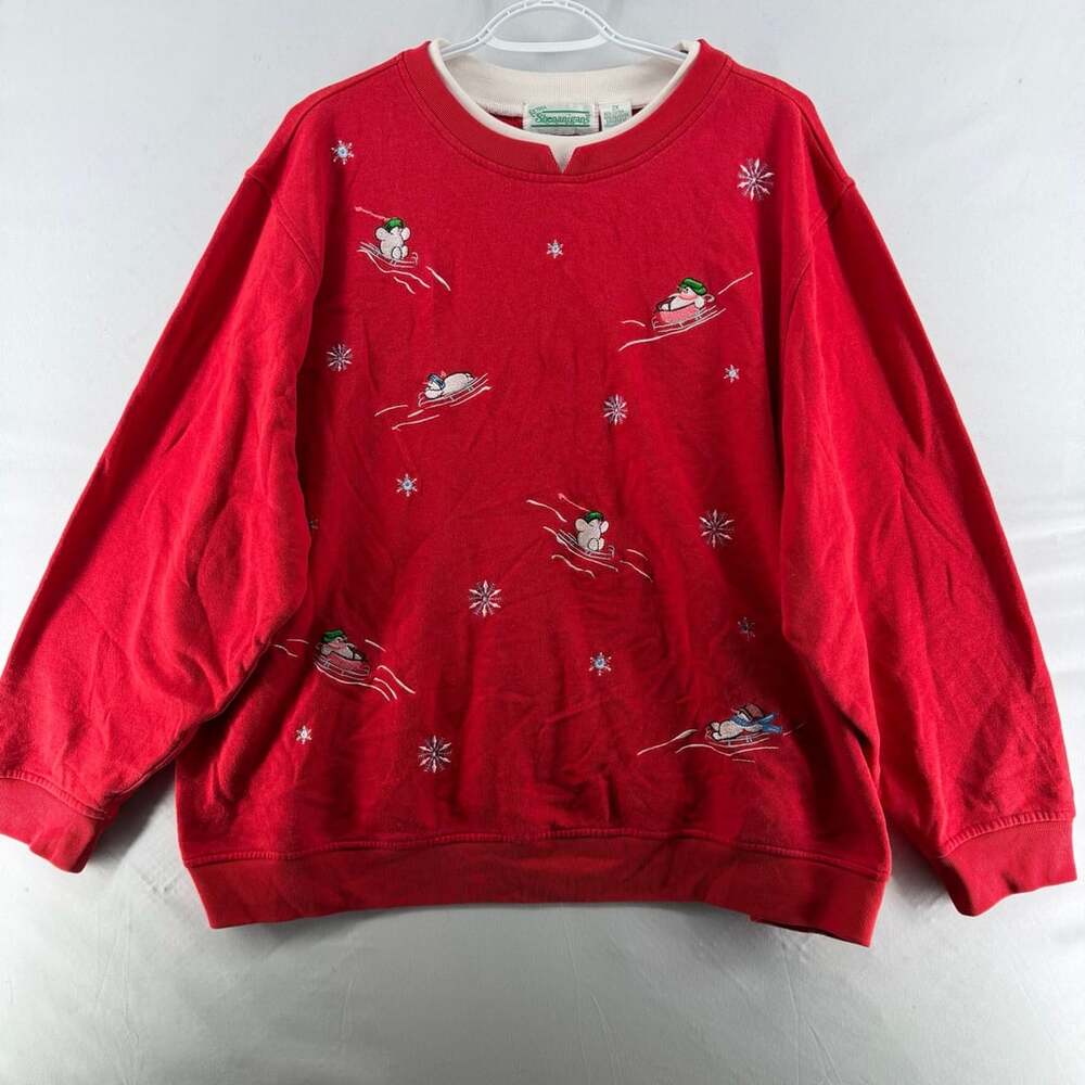 1594 Extra Shenanigans Size 2X Red Christmas Snowman Sweatshirt